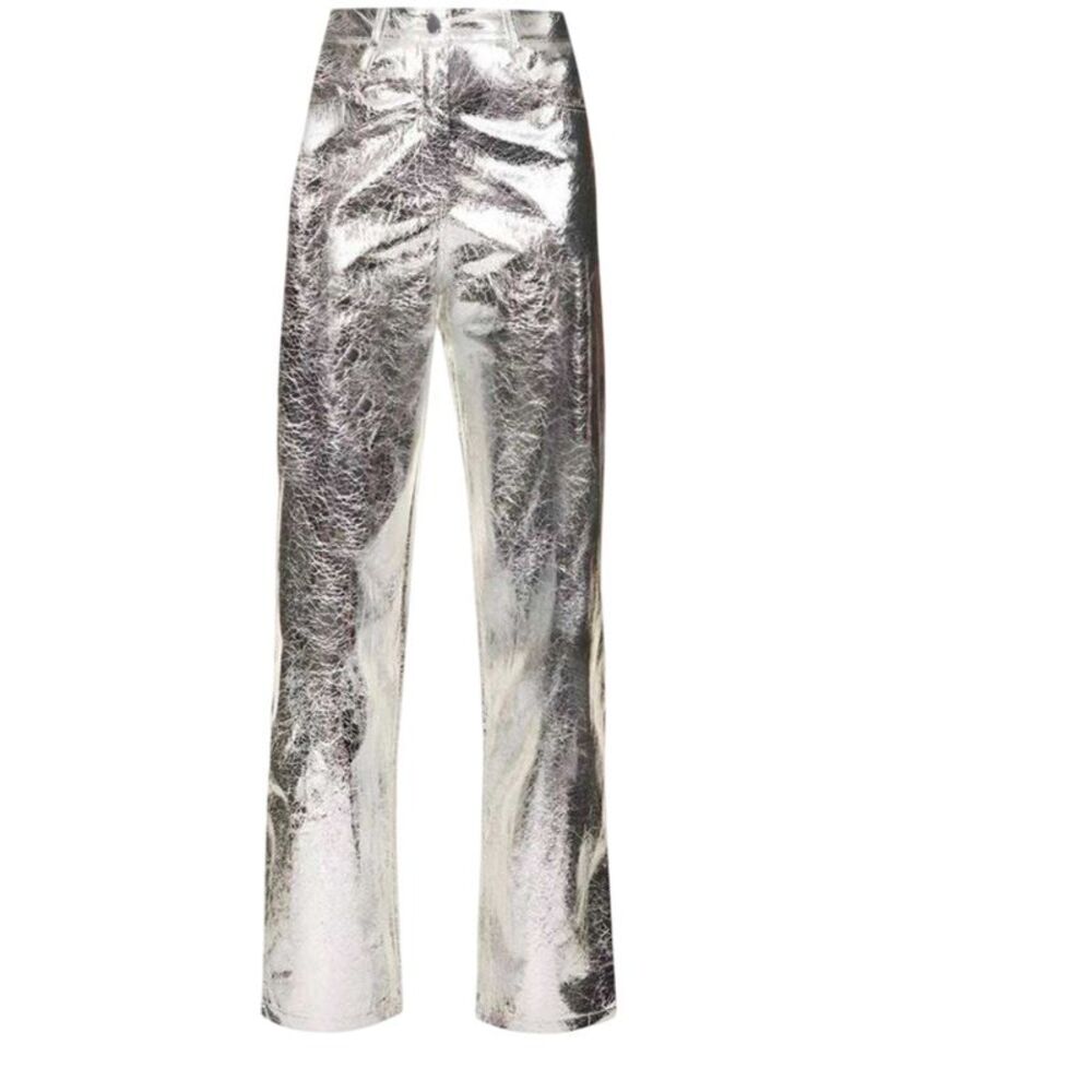 AmyLynn Womens/Ladies Metallic Pants / Silver